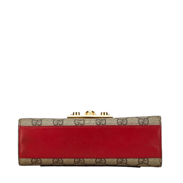 グッチ GGスプリーム チェーン ショルダーバッグ 409487 ベージュ レッド PVC レザー レディース GUCCI 【中古】