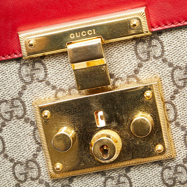 グッチ GGスプリーム チェーン ショルダーバッグ 409487 ベージュ レッド PVC レザー レディース GUCCI 【中古】