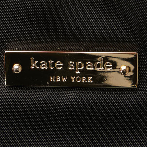 ケイトスペード リボン モチーフ 斜め掛け チェーン ショルダーバッグ ブラック ナイロン レザー レディース Kate Spade 【中古】