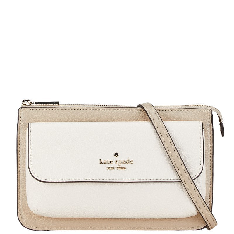 ケイトスペード ショルダーバッグ グレージュ ホワイト レザー レディース Kate Spade 【中古】