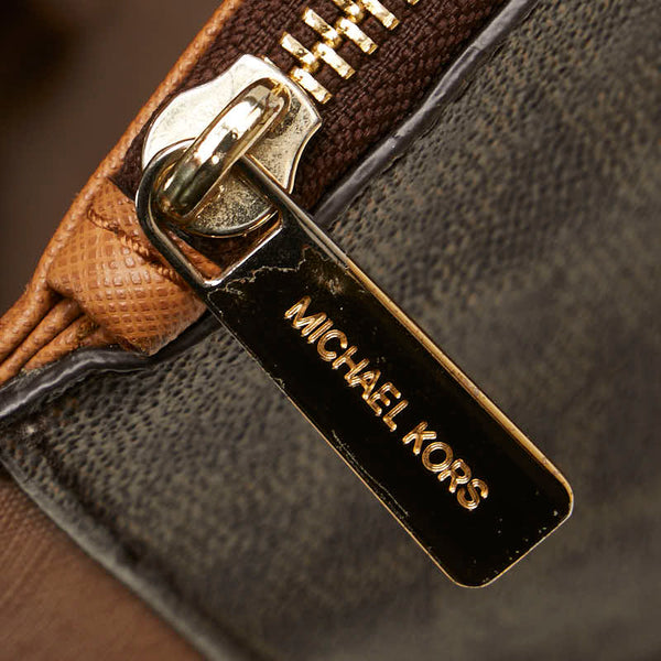 マイケルコース MKシグネチャー ハンドバッグ ショルダーバッグ 2WAY 35S7GSOS2B ブラウン PVC レザー レディース Michael Kors 【中古】