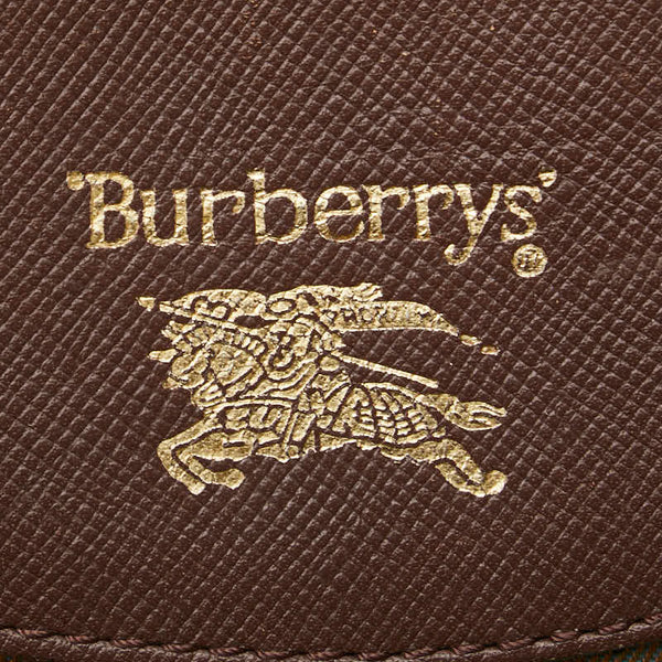 バーバリー チェック ショルダーバッグ カーキ ブラウン キャンバス レザー レディース BURBERRY 【中古】