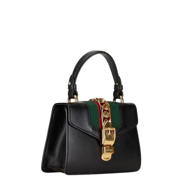 グッチ シルヴィ ハンドバッグ ショルダーバッグ 2WAY 470270 ブラック レザー レディース GUCCI 【中古】