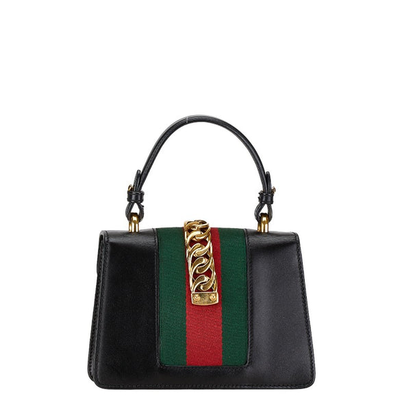 グッチ シルヴィ ハンドバッグ ショルダーバッグ 2WAY 470270 ブラック レザー レディース GUCCI 【中古】