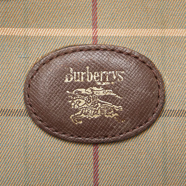 バーバリー チェック クラッチバッグ セカンドバッグ ブラウン マルチカラー キャンバス レザー レディース BURBERRY 【中古】