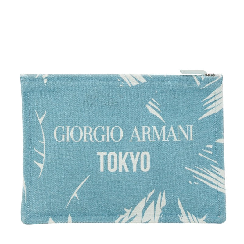 ジョルジオアルマーニ クラッチバッグ セカンドバッグ ライトブルー ホワイト コットン メンズ GIORGIO ARMANI 【中古】