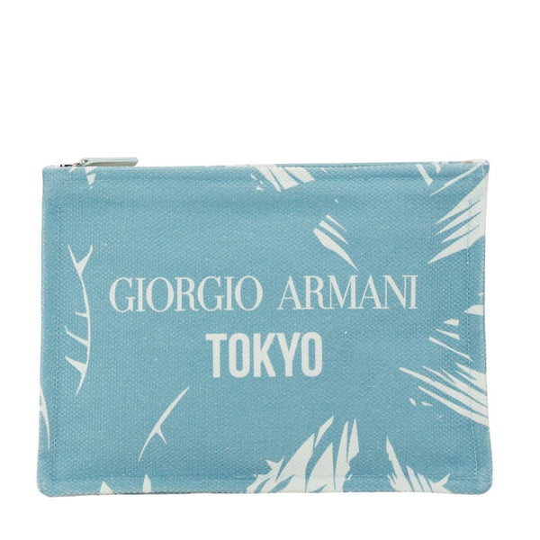 ジョルジオアルマーニ クラッチバッグ セカンドバッグ ライトブルー ホワイト コットン メンズ GIORGIO ARMANI 【中古】