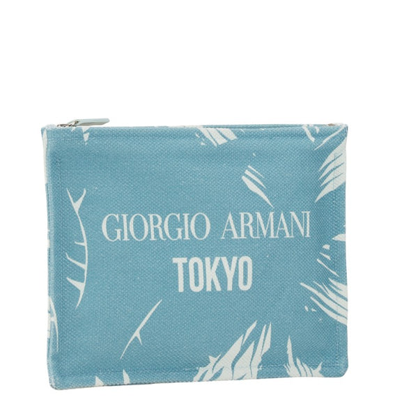 ジョルジオアルマーニ クラッチバッグ セカンドバッグ ライトブルー ホワイト コットン メンズ GIORGIO ARMANI 【中古】