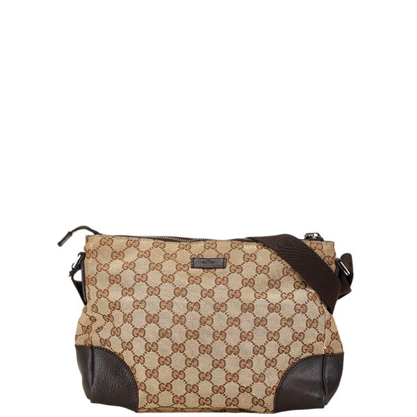 グッチ GGキャンバス 斜め掛け ショルダーバッグ 114273 ベージュ ブラウン キャンバス レザー レディース GUCCI 【中古】