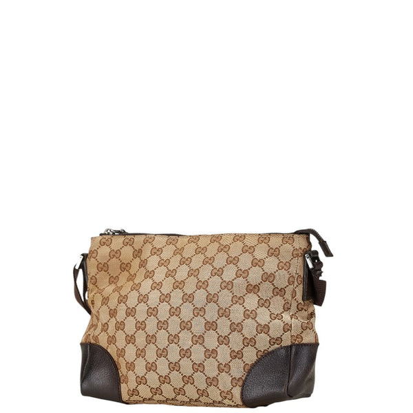 グッチ GGキャンバス 斜め掛け ショルダーバッグ 114273 ベージュ ブラウン キャンバス レザー レディース GUCCI 【中古】