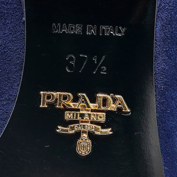 プラダ ヒール パンプス ブルー スウェード レディース PRADA 【中古】