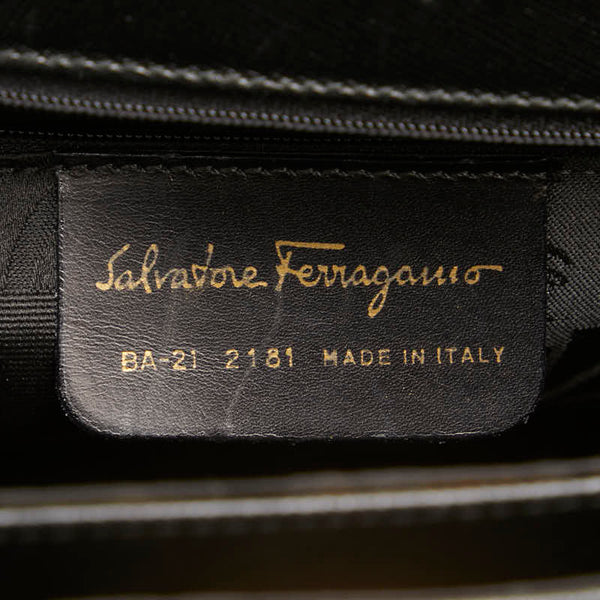 サルヴァトーレフェラガモ ガンチーニ ハンドバッグ ショルダーバッグ 2WAY ブラック レザー レディース Salvatore Ferragamo 【中古】