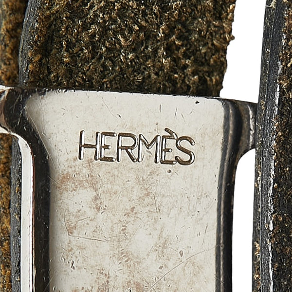 エルメス アピ2 ブレスレット ブラック シルバー レザー メンズ HERMES 【中古】