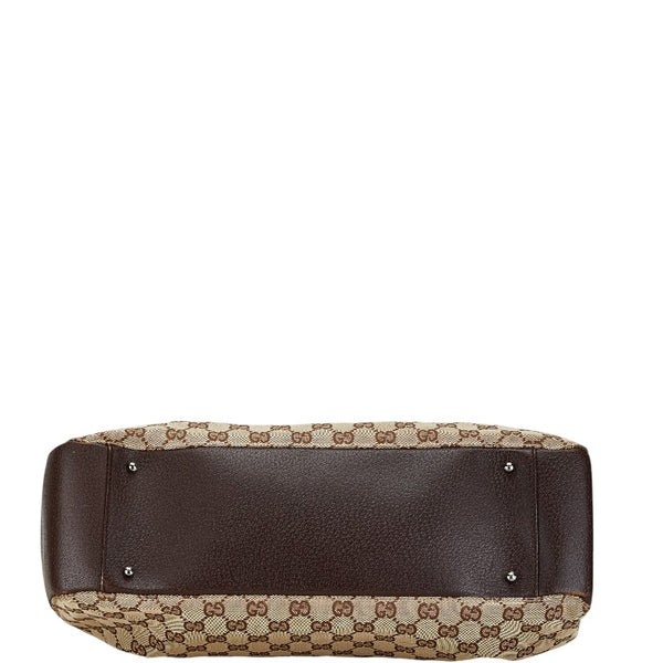 グッチ GGキャンバス トートバッグ 115015 ベージュ ブラウン キャンバス レザー レディース GUCCI 【中古】