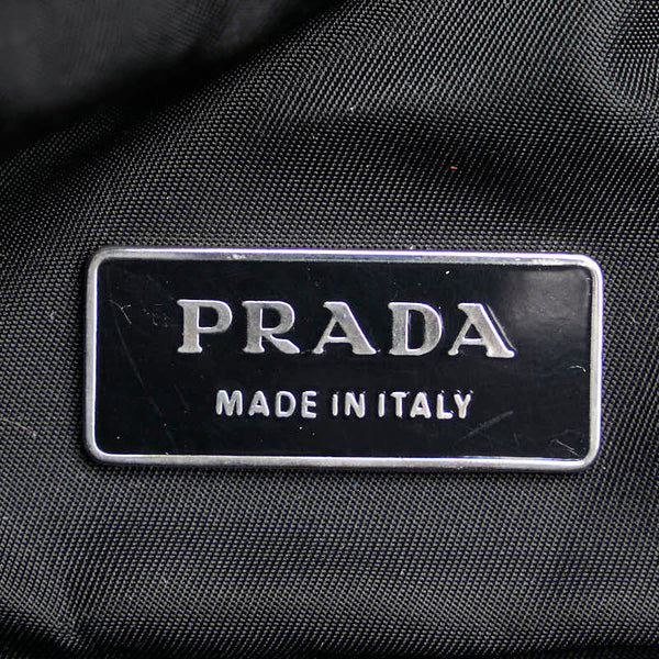 プラダ 三角ロゴプレート リュック バックパック ブラック ナイロン レザー レディース PRADA 【中古】