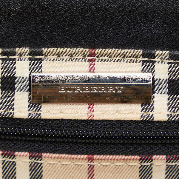 バーバリー ノバチェック ハンドバッグ ブラック レザー レディース BURBERRY 【中古】