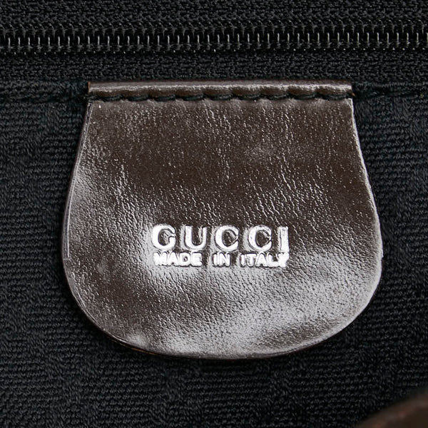 グッチ バンブー ハンドバッグ ショルダーバッグ 2WAY 001 2113 1577 ブラウン カーキ  ナイロン レザー レディース GUCCI 【中古】