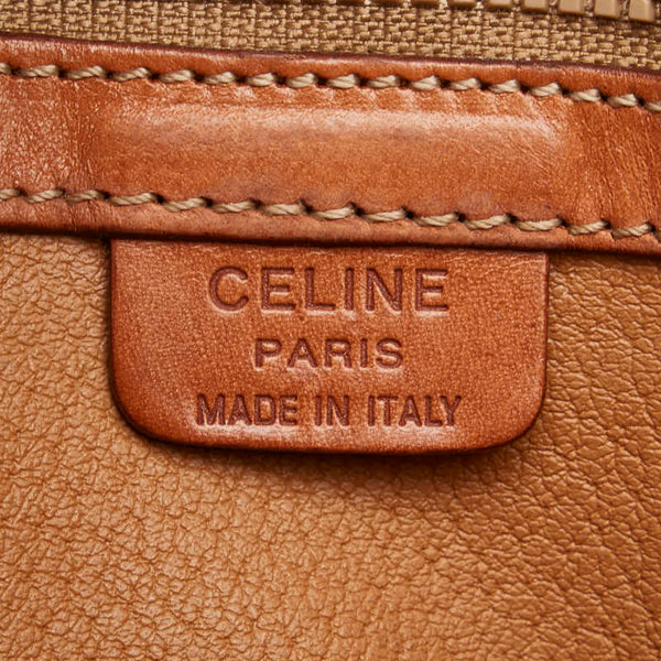 セリーヌ マカダム トートバッグ ハンドバッグ ブラウン PVC レザー レディース CELINE 【中古】