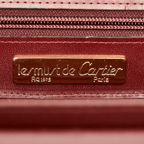 カルティエ マストライン 斜め掛け ショルダーバッグ ワインレッド ボルドー レザー レディース CARTIER 【中古】