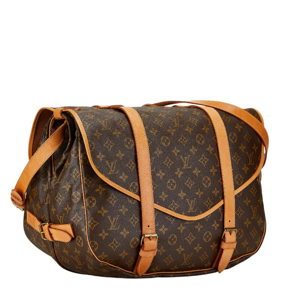 ルイ ヴィトン モノグラム ソミュール43 斜め掛け ショルダーバッグ M42252 ブラウン PVC レザー レディース LOUIS VUITTON 【中古】