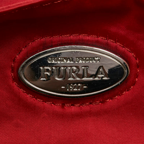 フルラ ロゴプレート ショルダーバッグ レッド ブラウン ナイロン レディース Furla 【中古】