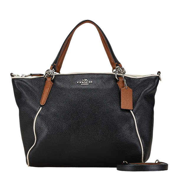 コーチ ハンドバッグ ショルダーバッグ 2WAY F57486 ブラック ホワイト レザー レディース COACH 【中古】