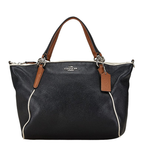 コーチ ハンドバッグ ショルダーバッグ 2WAY F57486 ブラック ホワイト レザー レディース COACH 【中古】