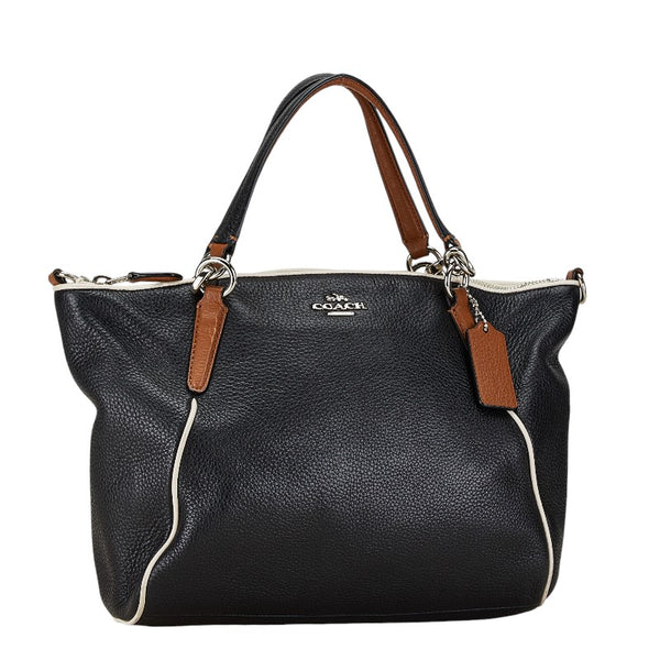 コーチ ハンドバッグ ショルダーバッグ 2WAY F57486 ブラック ホワイト レザー レディース COACH 【中古】