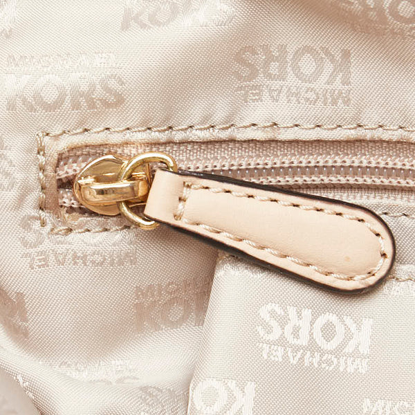 マイケルコース シグネチャー ハンドバッグ トートバッグ ホワイト ベージュ PVC レザー レディース Michael Kors 【中古】