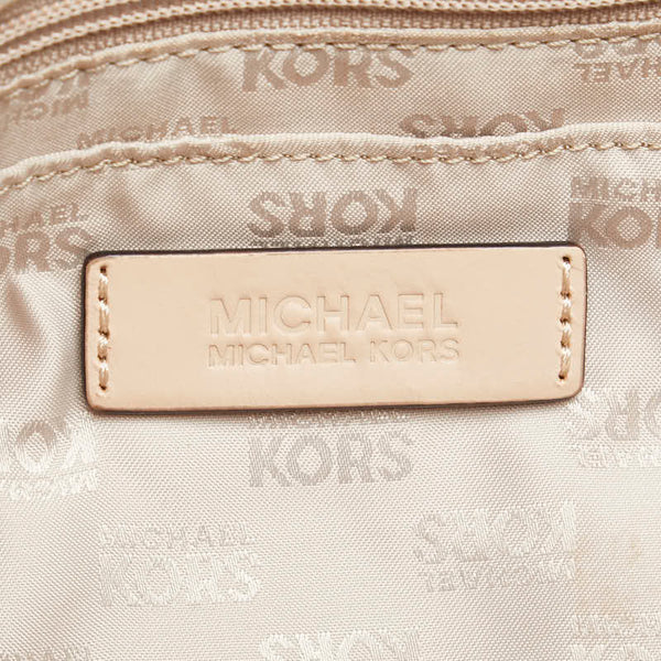 マイケルコース シグネチャー ハンドバッグ トートバッグ ホワイト ベージュ PVC レザー レディース Michael Kors 【中古】