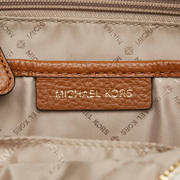 マイケルコース MKモノグラム スタッズ リュック バックパック ホワイト ブラウン PVC レザー レディース Michael Kors 【中古】