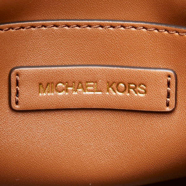 マイケルコース クロコダイル型押し ショルダーバッグ 35T1GU5M5C ベージュ ブラウン キャンバス レザー レディース Michael Kors 【中古】