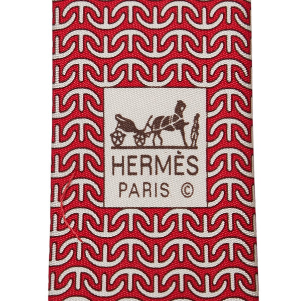 エルメス 総柄 ネクタイ レッド シルク レディース HERMES 【中古】