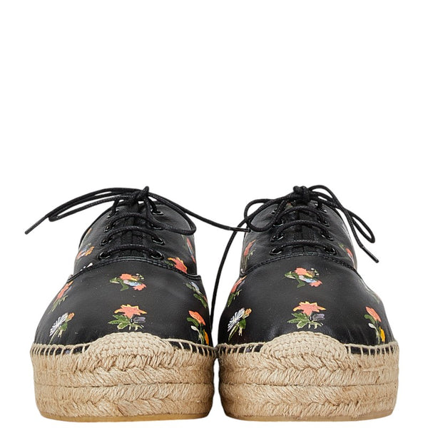 サンローラン 花柄 エスパドリーユ サイズ：39 476427 ブラック レザー レディース SAINT LAURENT 【中古】