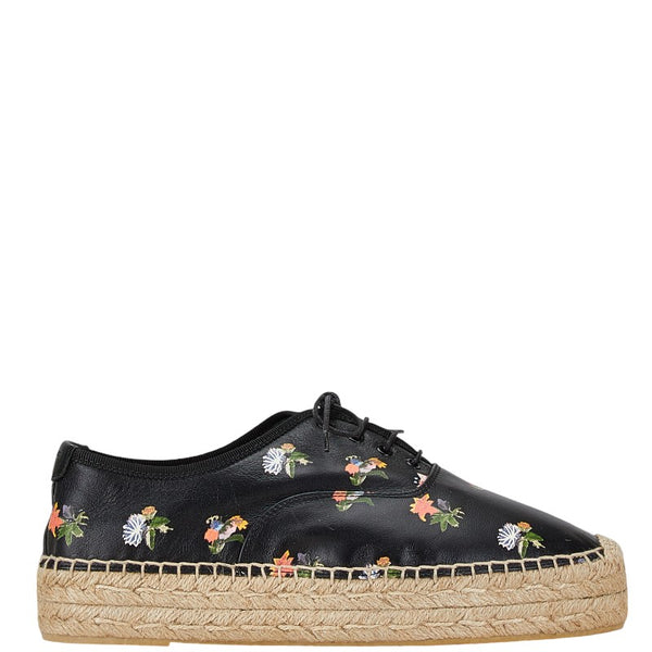 サンローラン 花柄 エスパドリーユ サイズ：39 476427 ブラック レザー レディース SAINT LAURENT 【中古】