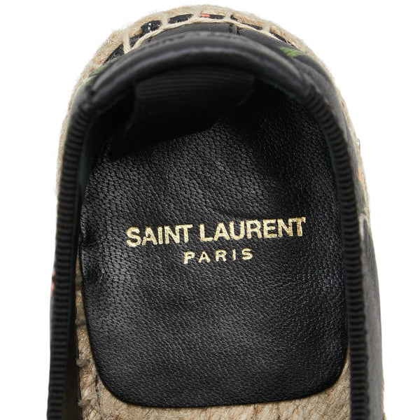 サンローラン 花柄 エスパドリーユ サイズ：39 476427 ブラック レザー レディース SAINT LAURENT 【中古】