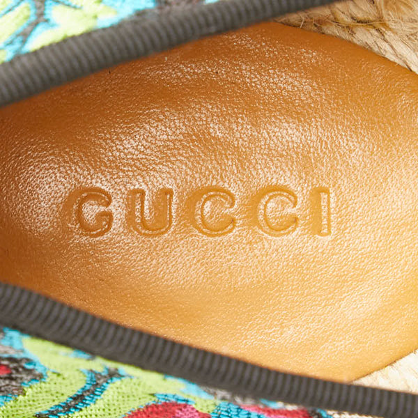 グッチ 花柄刺繡 スリッポン エスパドリーユ サイズ：35 マルチカラー キャンバス レディース GUCCI 【中古】