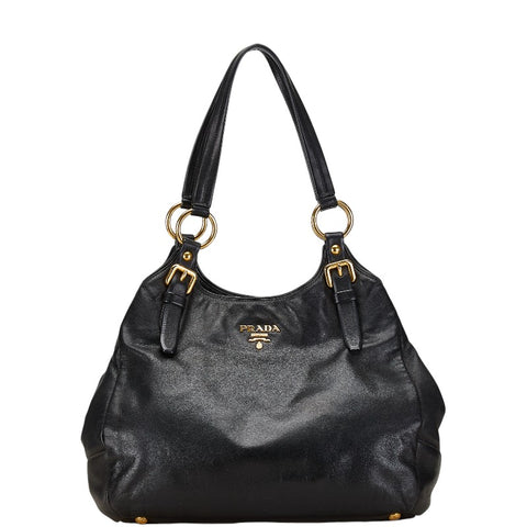 プラダ ハンドバッグ ブラック レザー レディース PRADA 【中古】