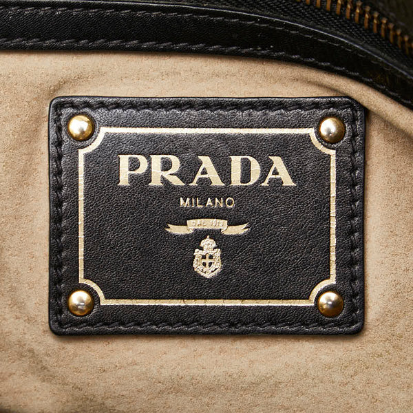 プラダ ハンドバッグ ブラック レザー レディース PRADA 【中古】