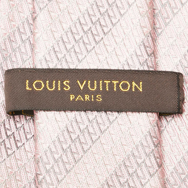 ルイ ヴィトン ロゴ ネクタイ ピンク グレー シルク メンズ LOUIS VUITTON 【中古】