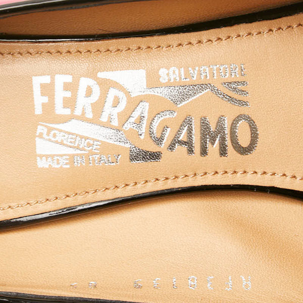 サルヴァトーレフェラガモ パンプス ヒール サイズ：6 ピンク オレンジ エナメル レディース Salvatore Ferragamo 【中古】