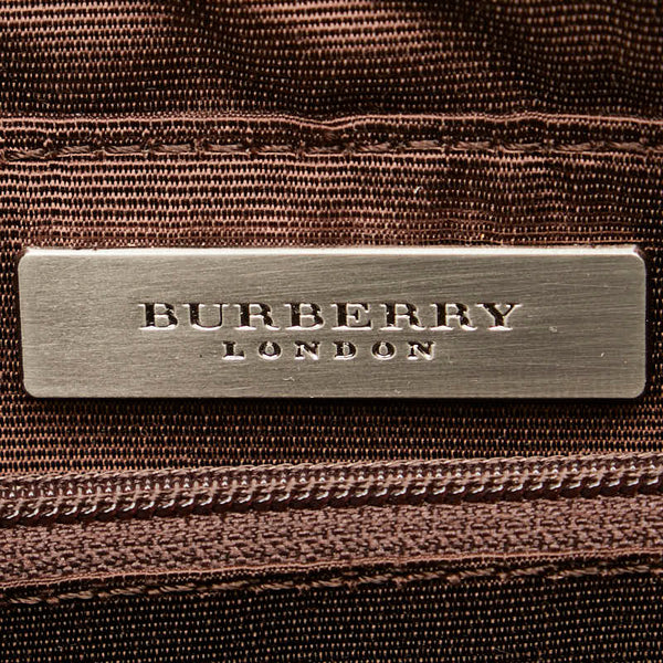 バーバリー ハンドバッグ ブラウン スウェット レザー レディース BURBERRY 【中古】