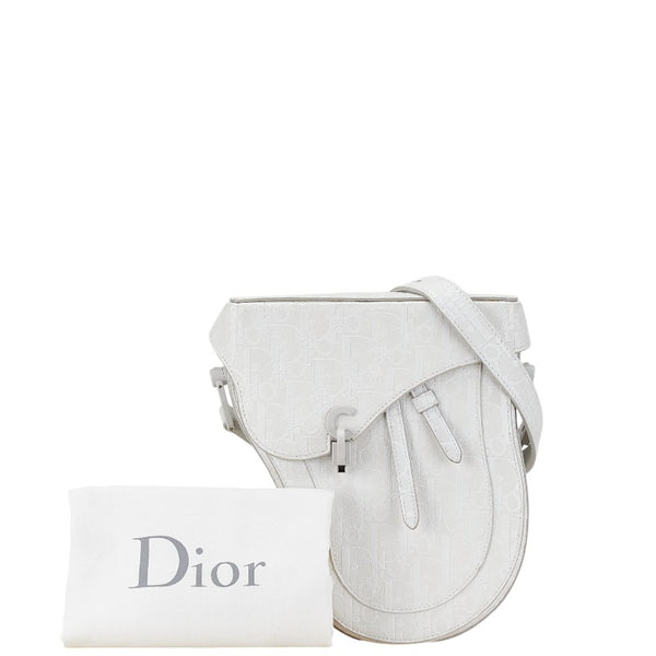 ディオール サドル 総柄 ボクシー 斜め掛け ショルダーバッグ ホワイト レザー レディース Dior 【中古】