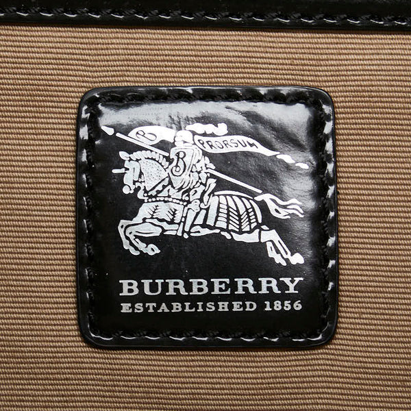 バーバリー チェック シャドーホース ワンショルダーバッグ ハンドバッグ ベージュ ブラック PVC レザー レディース BURBERRY 【中古】