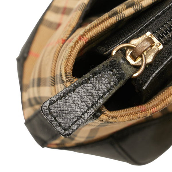 バーバリー ノバチェック シャドーホース ハンドバッグ ベージュ ブラック キャンバス レザー レディース BURBERRY 【中古】