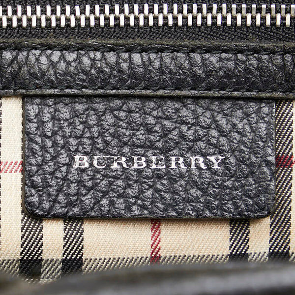 バーバリー ノバチェック ハンドバッグ ブラック ベージュ レザー レディース BURBERRY 【中古】