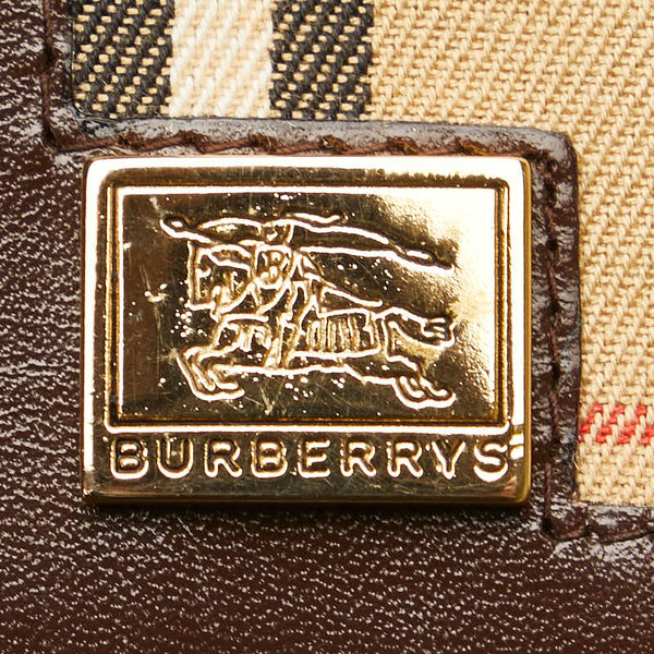 バーバリー ノバチェック ロゴプレート キーケース 6連 ベージュ ブラウン キャンバス レザー レディース BURBERRY 【中古】