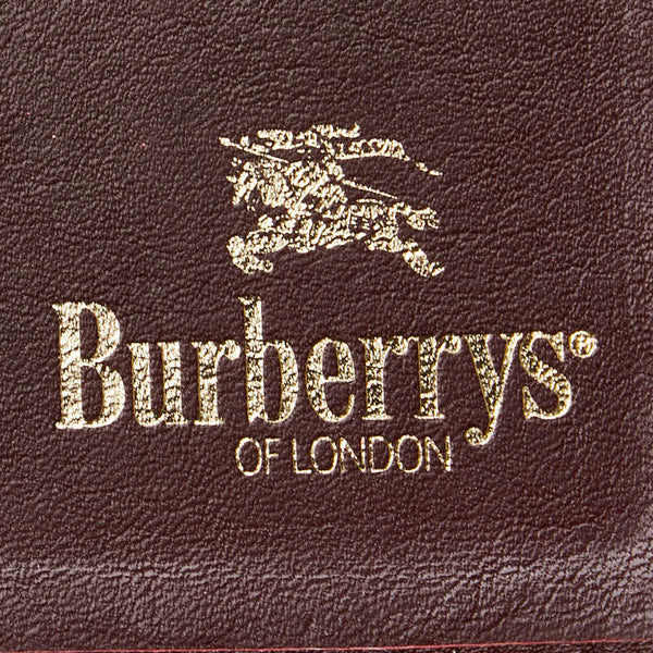 バーバリー ノバチェック シャドーホース 手帳 ベージュ ブラウン ワインレッド キャンバス レザー レディース BURBERRY 【中古】