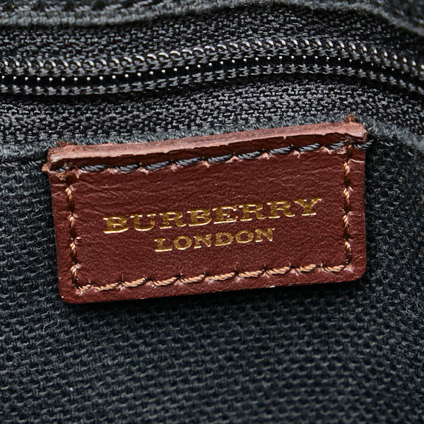 バーバリー ノバチェック シャドーホース ハンドバッグ トートバッグ ベージュ ワインレッド PVC レザー レディース BURBERRY 【中古】