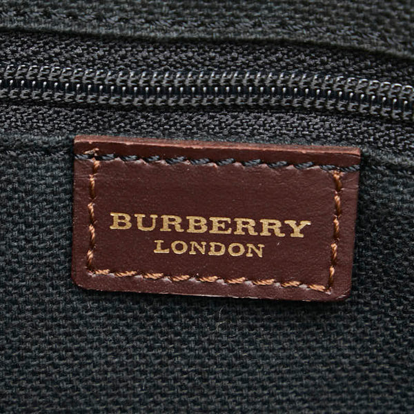 バーバリー ノバチェック シャドホース ハンドバッグ トートバッグ ベージュ ブラウン PVC レザー レディース BURBERRY 【中古】